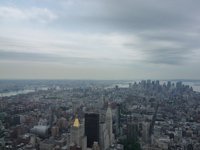 View south from the observation deck of the Empire State Building. Notice the crappy weather… View south from the observation deck of the Empire State Building. Notice the crappy weather…