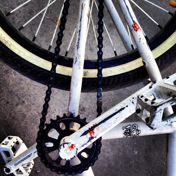 painting my bike in bloody red