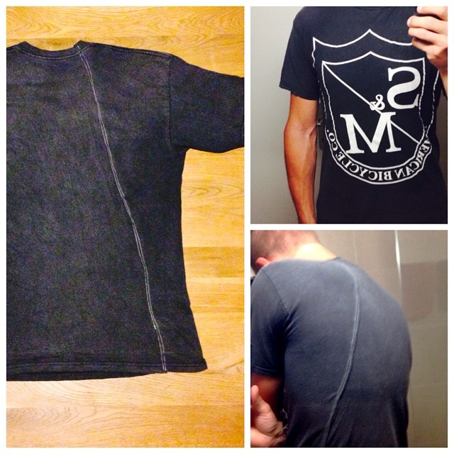 sewing the shirt back together that got cut open at the ER when I broke my collarbone