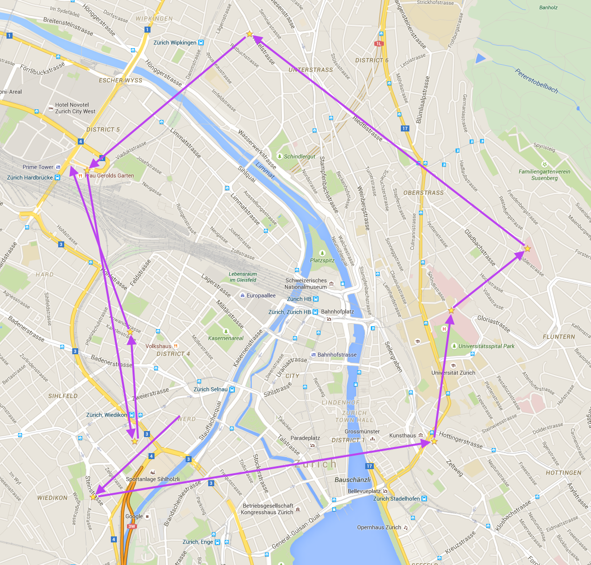 The planned route The planned route