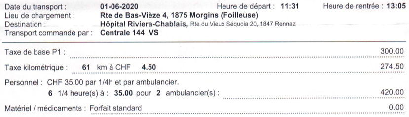 Facture d’ambulance Facture d’ambulance