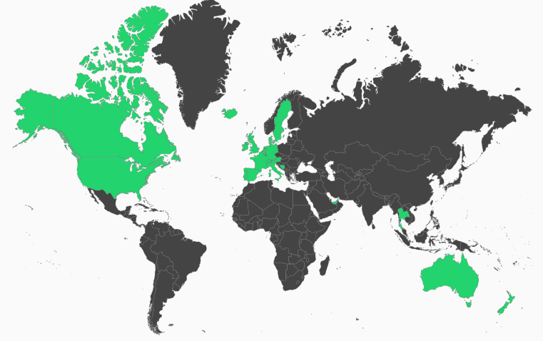 Visited countries, in beautifully distorted Mercator projection Visited countries, in beautifully distorted Mercator projection