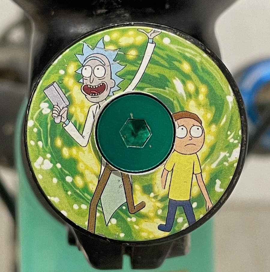A Rick & Morty headset cap for my mountain bike, made by www.mashsf.com A Rick & Morty headset cap for my mountain bike, made by www.mashsf.com