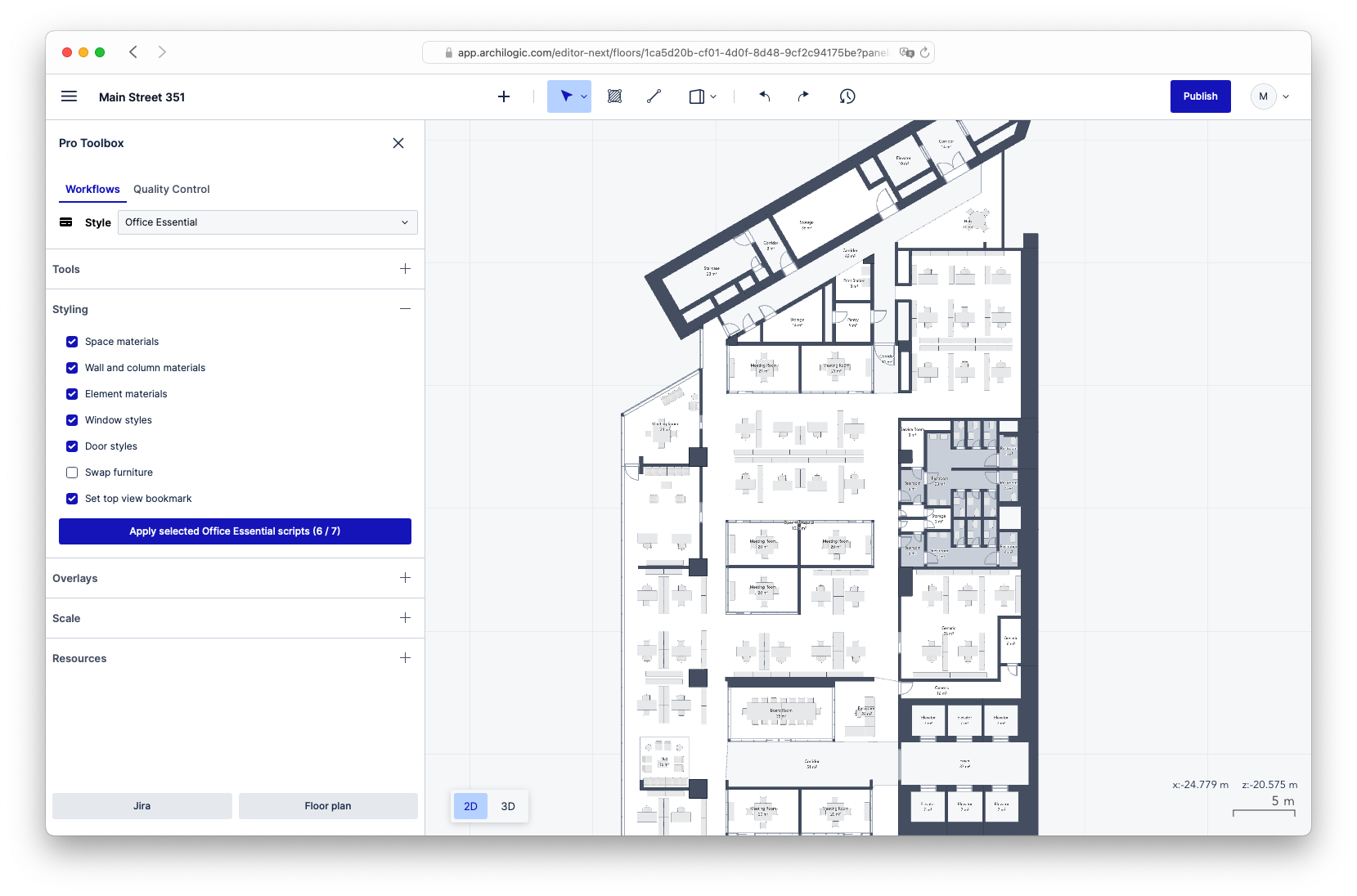Workflows plugin: the floor plan conversion team uses this plugin to enforce a given style, e.g. wall heights, wall materials, types of furniture, etc. Workflows plugin: the floor plan conversion team uses this plugin to enforce a given style, e.g. wall heights, wall materials, types of furniture, etc.