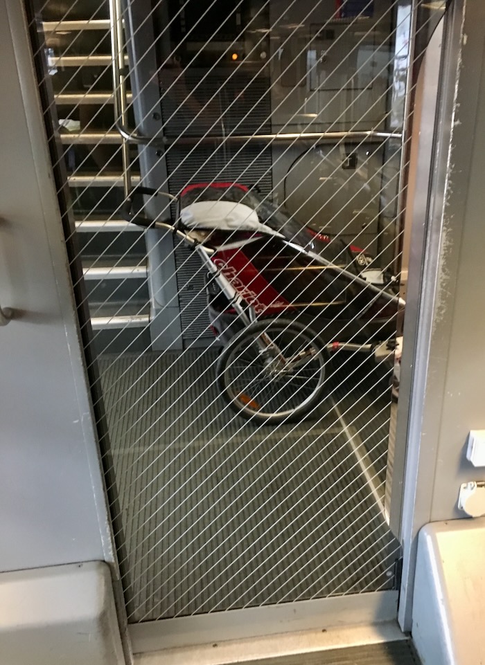 Stroller parked in front of the carriage's door (04.12.2015) Stroller parked in front of the carriage's door (04.12.2015)